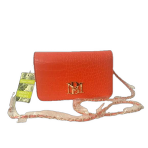 NWT Badgley Mischka Croco Crossbody Gold Chain Purse Handbag Small BM-4173